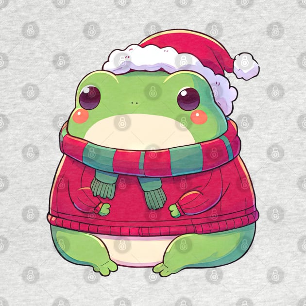 Cute Christmas Frog in Sweater by Takeda_Art